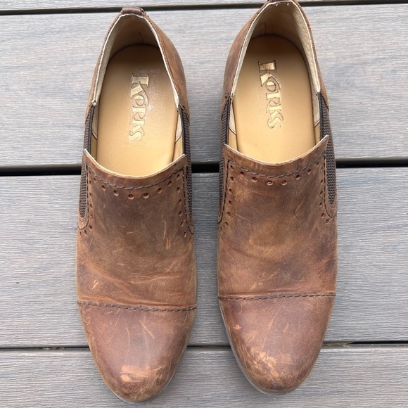 Korks by Kork-Ease Gertrude brown leather slip on heeled ankle shoes size 7.5 - Picture 10 of 13